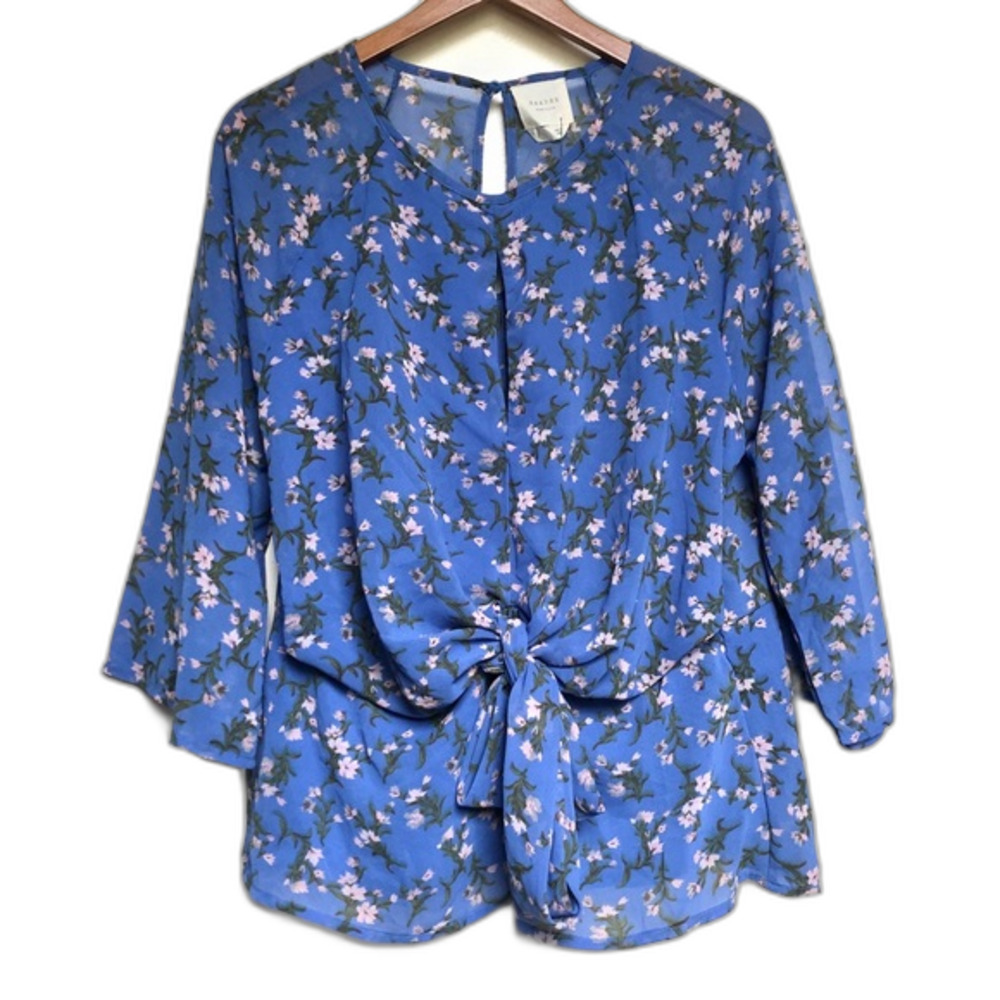 Harper Francesca's Blue Floral Blouse NWT Size Large Cottagecore Cute